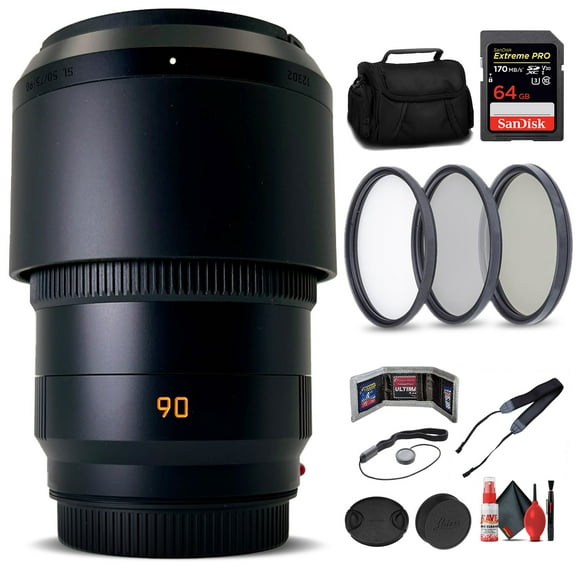 Leica APO-SUMMICRON-SL 90mm F/2 Aspherical for SL & T System Cameras   64GB SD Card   Padded Case   67mm Filter Kit