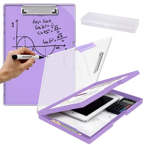 JILhome Dry Erase Nursing Clipboard, Clipboard with Storage, 8.5x11 Clip Boards, Clear Visible Top Panel Clipboards with 2 Storage & Pencil Case,  Letter Size Clip Board for Teacher Nurse, Office