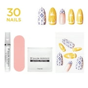 Salon Perfect Artificial Fake Press-On Nails, 346 Viral Nail Edit, Lemon, Medium Almond, File and Glue Included, 30 Nails