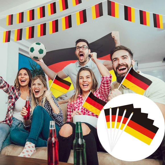 Hbdhejl European Championship Germany Flag Waving Flag Party Party Sports Event Decorations Polyester Flag Celebration Flag Small Mini Stick Flag Football Game Party Decoration