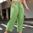 thumbnail image 6 of HOOMEUMY Mens Crinkled Gauze Pants Drawstring Elastic Waist Casual Summer Trousers Light Breathable For Beach Vacation Daily Wear, 6 of 8