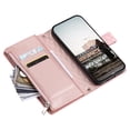 thumbnail image 3 of for iPhone 13 Wallet Case with Card Holder & Kickstand & Wrist Strap, Flip Folio Book Style PU Leather Shockproof Protective Phone Cover with Crossbody Strap for iPhone 13, Rosegold, 3 of 11