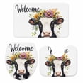 thumbnail image 2 of Cow Bathroom Rugs Set Welcome Non Slip Absorbent Soft Bath Mats 3 Piece Set with Bathroom Rug, U-Shaped Floor Mat, Toilet Seat Cover Large Size, 2 of 9