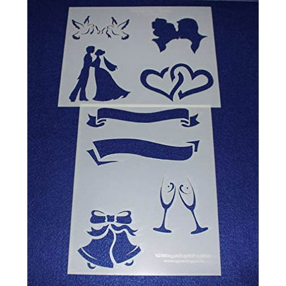 Mylar 2 Pieces of 14 Mil 8" X 10" Wedding Stencils- Painting /Crafts/ Templates
