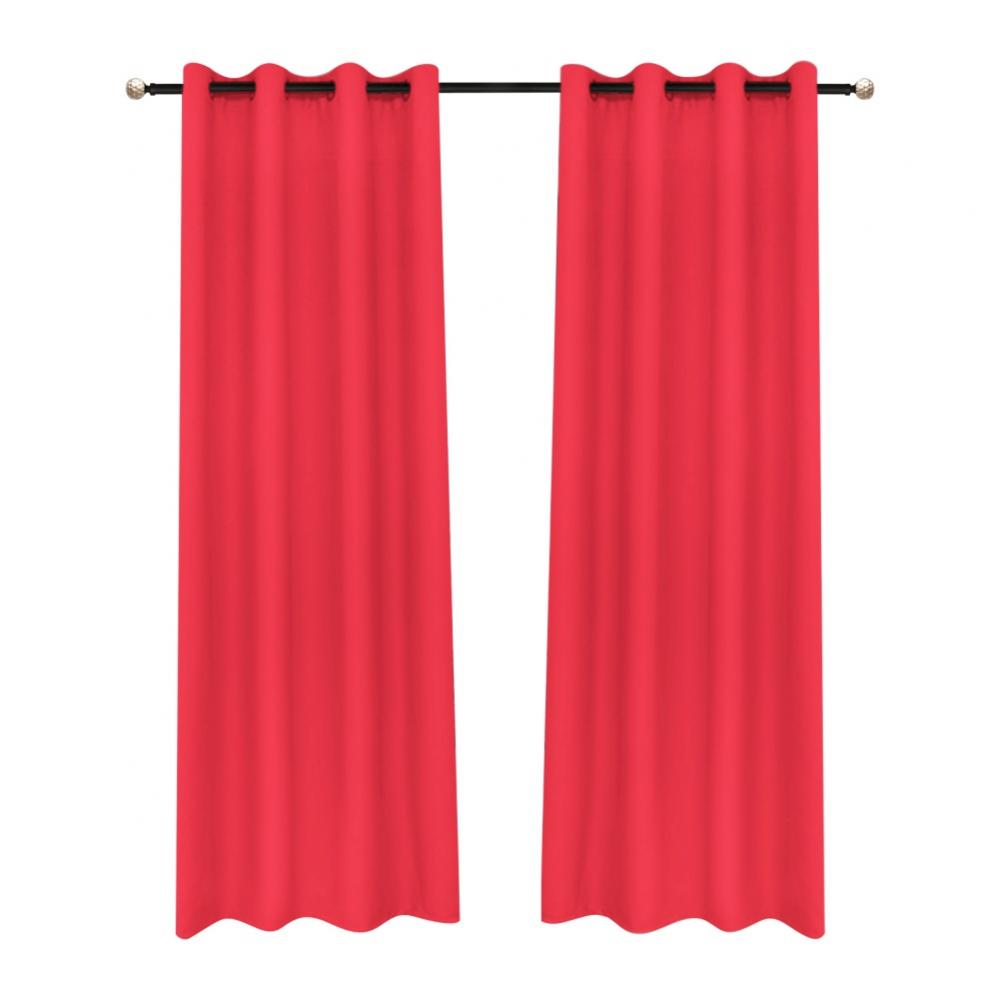 Red Blackout Draperies Curtains Thermal Insulated Solid Grommet Light Blocking Curtains Panels
