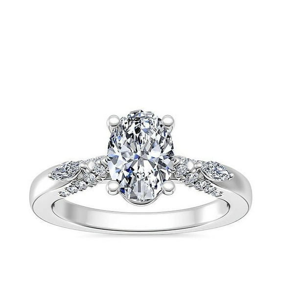 Diamond-Capitals 2.20 Ct Fancy Oval Cut Natural Diamond Solitaire Wedding Ring for Women Solid 950 Platinum (F-G/VS1) Size 7