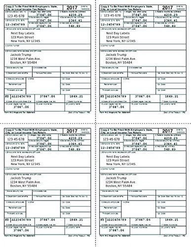 W-2 and 1099-R Forms Blank Paper 4-Up Version"NO Instructions on Back" for Laser and Ink Jet Printer 5 Pack - 500 Sheets