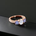 thumbnail image 3 of Gem Stone King 18K Rose Gold Plated Silver Blue Tanzanite Ring Set with Moissanite (1.94 Cttw) (Size 9), 3 of 4
