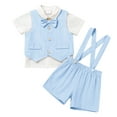 thumbnail image 2 of FYMNSI Baby Boy Baptism Clothes Suits Infant Gentleman Outfit Dress Shirt Vest Suspenders Short Pants 18-24 Months, 2 of 7