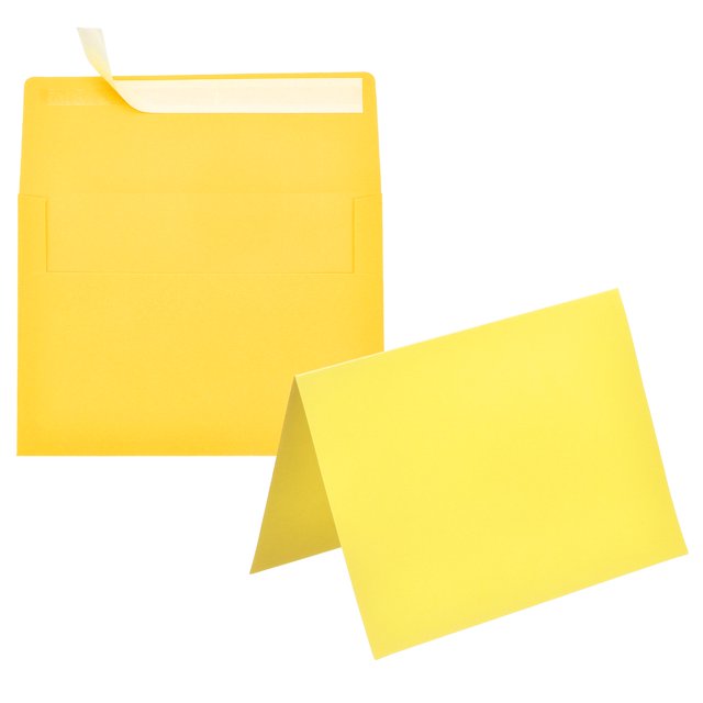 Uxcell 20 Pack Lemon Yellow 5x7 Envelopes with Cards Self Seal A7 Envelopes for Greeting Cards and Invitations