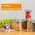 thumbnail image 3 of Mason Jars Yodecy, 16 onzas, boca ancha, vidrio transparente, paquete de 12 unidades con tapas, 3 of 5