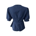 thumbnail image 4 of Ytndtr Women's Fashion Casual Solid Color V-Neck Buttoned puff sleeves Top, 4 of 7