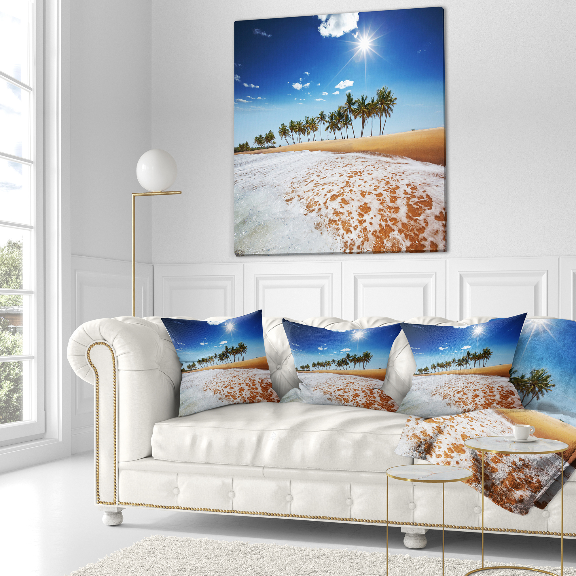 Designart 16" x 16" White Polyester Throw Pillow