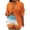 Orange, variant on Teissuly Women's Fashionable Printed Long Sleeved Shirt And Shorts Set