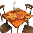 thumbnail image 1 of Elastic Edge Fitted Square Table Cover, Leaf Pattern Printed on Stretchable Polyester Table Cloth, for Outdoor Patio and Indoor Kitchen Dining Party, Fit for 30" x 30"Square Table, 1 of 1