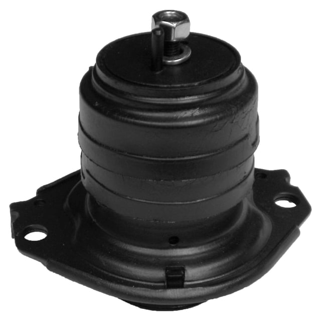 soporte de motor soportes star jeep grand cherokee 2011 a 2018 v8 5.7l izq/der Hidráulico, vista frontal centrada de soporte cilíndrico negro con base metálica de tres orificios de montaje y perno superior roscado; textura de caucho y metal visible. Compatible con transmisión automática y gasolina; 1 pieza, lado izquierdo o derecho; a menudo usado para reducir vibraciones del motor en reemplazo original.