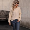thumbnail image 4 of MaFYtyTPR Fall Sweatshirts for Women Women'S 2024 Long Sleeved T-Shirt Solid Color Top Round Neck Pullover Knitted Sweater Beige S, 4 of 5