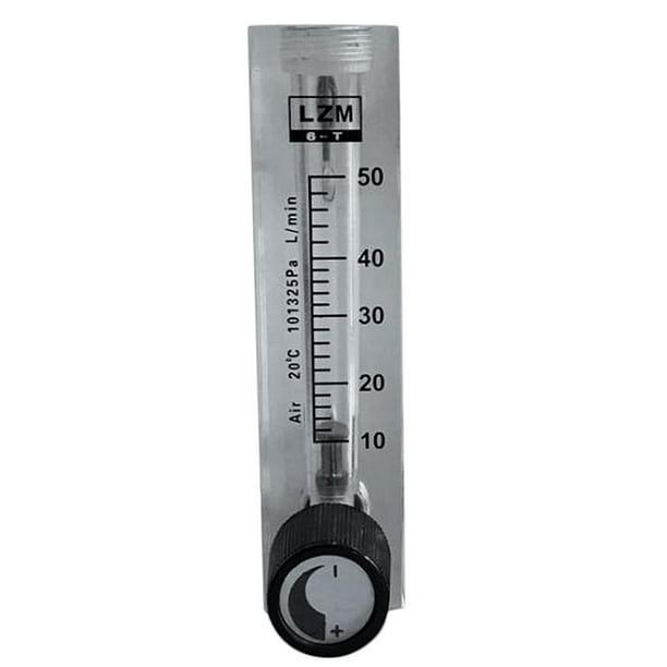 Medidor de flujo de aire, nitrógeno y líquido con rotor de vidrio de 102 mm de longitud y válvula de control. UNA