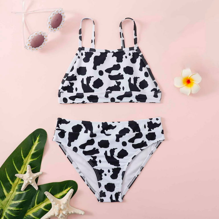 Fesfesfes Teen Girls Summer Holiday Bikini Sets Children Girls Swimwear  Leopard Print Tube Tops Split Two Piece Swimsuit Swim Pool Beach Wear  Bathing