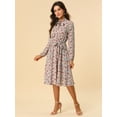 thumbnail image 3 of INSPIRE CHIC Robe Ceinturée à Imprimé Floral Vintage en Mousseline à Manches Longues à Col Noué pour Femme, 3 of 6