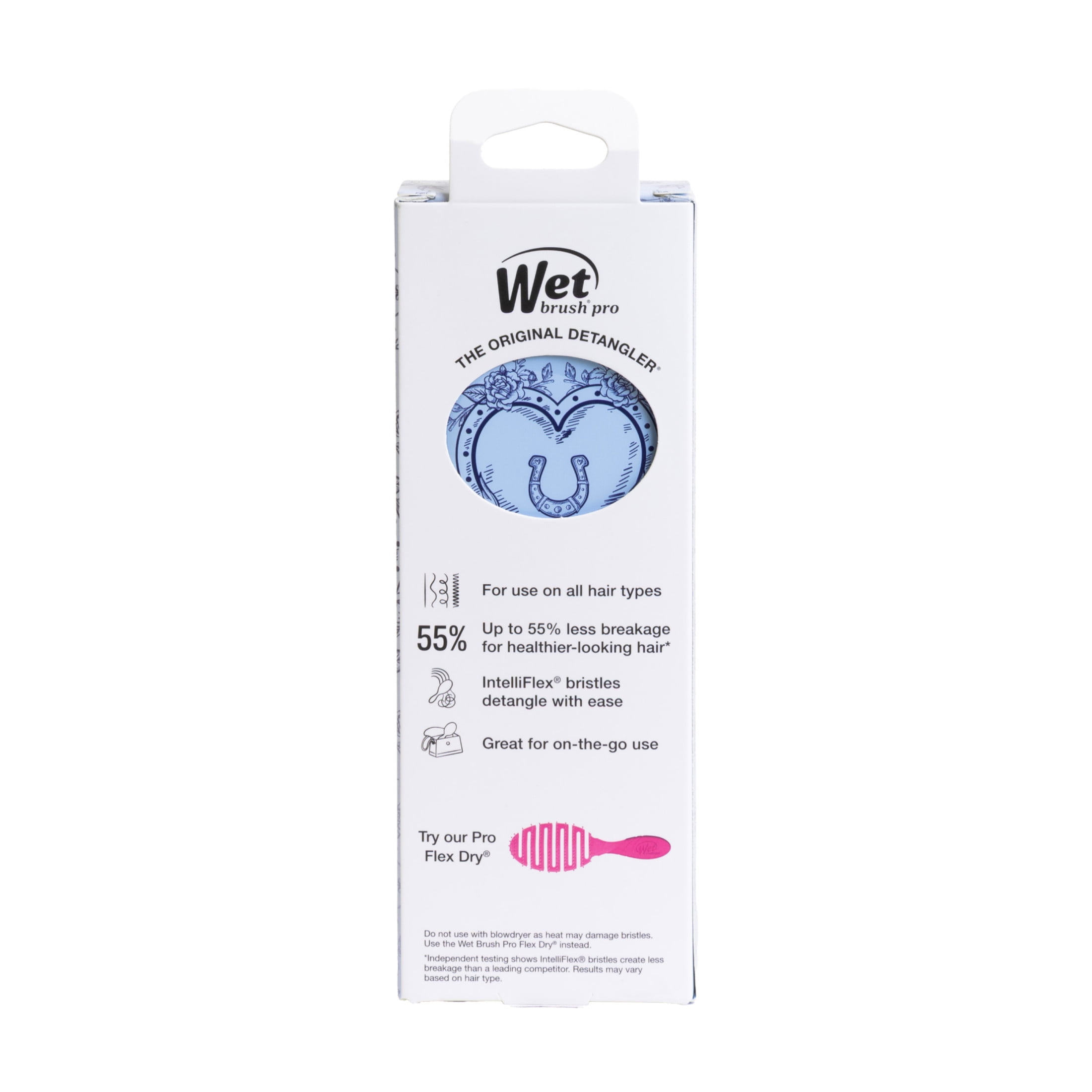 Wet Brush Original Mini Detangler Buckaroo Blue Horseshoe Hair Brush