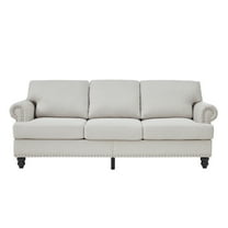 Classic 3 Seaters Upholstered Sofa, 100% Polyester Couch with Nailhead Trim and Storage for Living Room Office Apartment