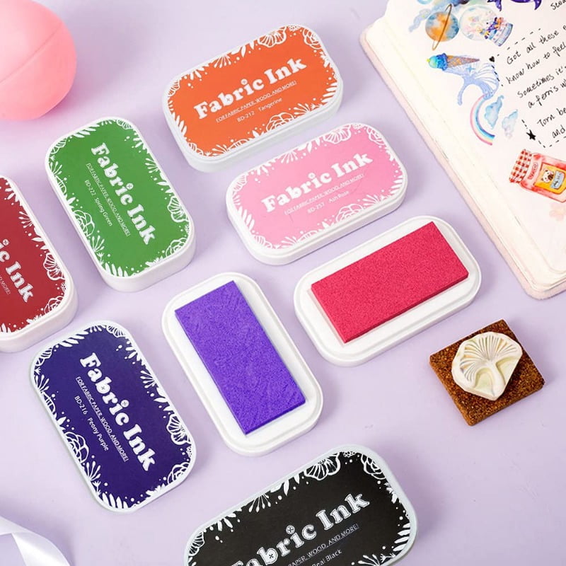2PC Fabric Ink Pads for Rubber Stamps, Washable Craft Ink Pads for Card Making Scrapbooking, Permanent Ink Pads for Wood, Paper, 3.7 x 2.1 Inch