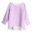 thumbnail image 4 of YUGYXL Womens Polk Dots T Shirts 3/4 Length Sleeve Crew Neck Tunic Tops Fall Clothes Winter Casual Loose Comfy Tops Purple M, 4 of 8