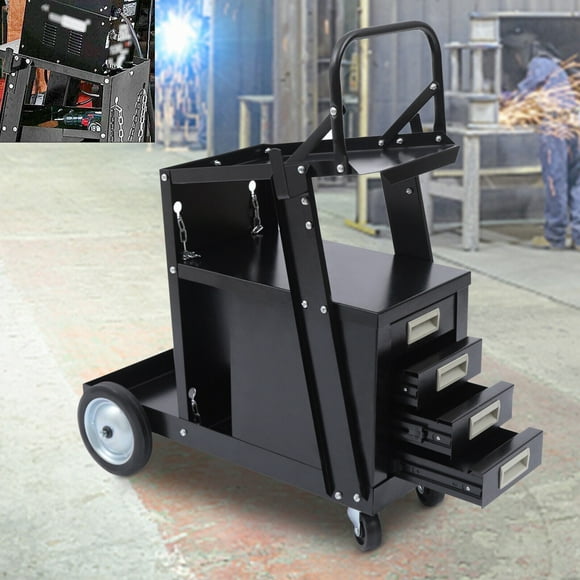 4 Drawers Cabinet Welding Welder Cart Plasma Cutter Tank Storage MIG TIG ARC