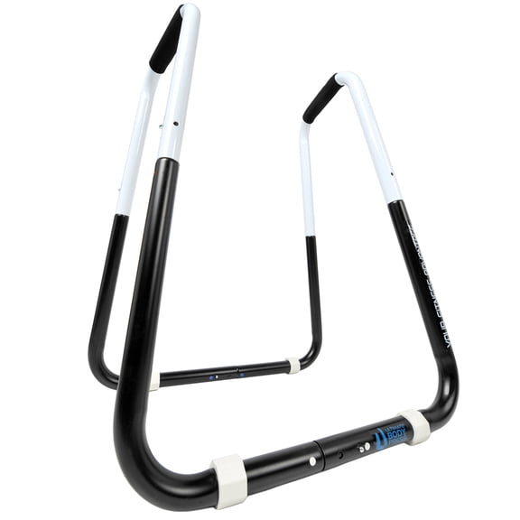 Ultimate Body Press Dip Bar Fitness Station - Adjustable Width Folding Dip Stand with Angled Grips, Stable Leveling and Easy Storage