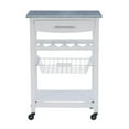 thumbnail image 3 of Linon Natalie Granite Top Rolling Kitchen Storage Island in White Wood, 3 of 12