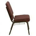 thumbnail image 3 of (10 PACK) 18.5'' Wide Dark Brown Fabric Church Chair with Book Rack and Gold Vein Frame - Multipurpose Stackable Office Side Chair, 3 of 7