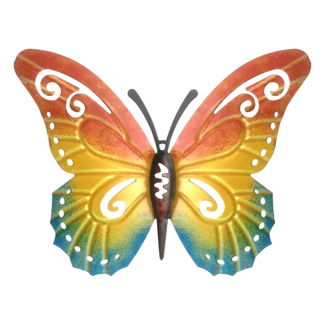 Decoración de pared de mariposa de Metal, colgante artístico de pared, decoración para sala de estar y jardín, regalo hecho a mano para interior o exterior