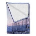 thumbnail image 2 of Sailboat Soft Flannel Fleece Blanket, Large Yacht Harbor in Sunrise Scenery Cruise Leisure Summertime Active Life, Cozy Plush for Indoor and Outdoor Use, 60" x 80", Lilac Purple Grey, by Ambesonne, 2 of 5