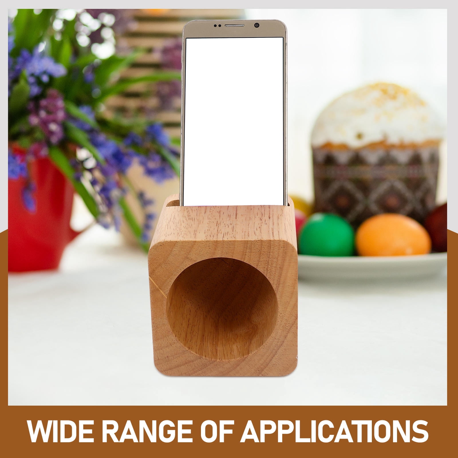 LEORX Brown Plastic Phone Stand with Passive Sound Amplification for Indoor and Outdoor Use 6.5 x 6.5 x 6.5 inches