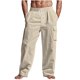 thumbnail image 1 of Pantalones casuales de longitud completa para hombre, color sólido, bolsillo, cintura elástica, rectos, de poliéster., 1 of 8