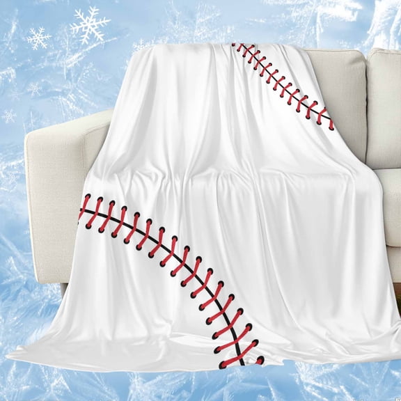 Baseball Cooling Blanket, Lightweight Breathable Summer Throw Blanket with Double Sided Cold Effect, Modern Minimalist Red Lines Picnic Beach Blankets Bed Sheet for Hot Sleepers 40"x60"