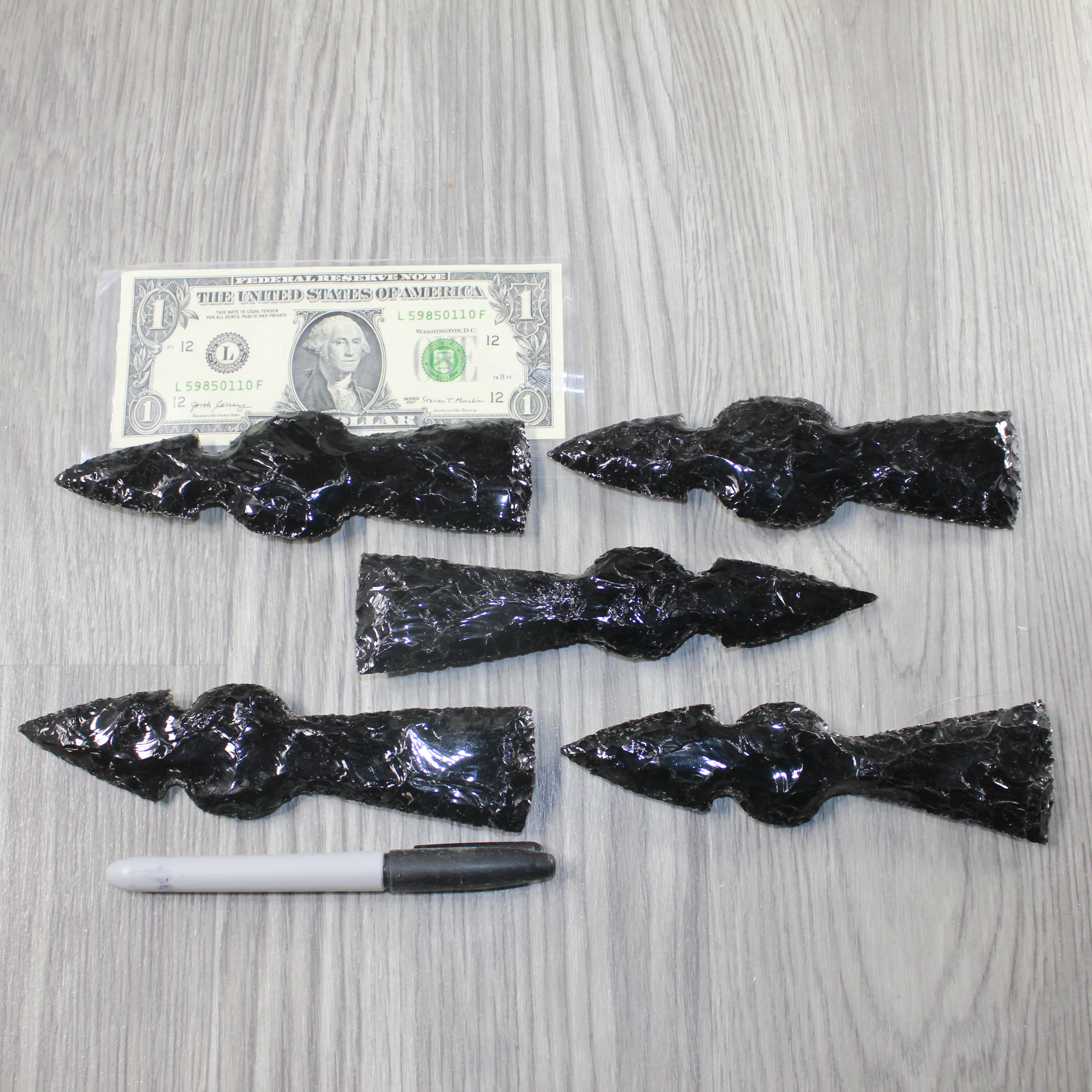 5 Obsidian Ornamental Tomahawk Heads #6243  Ax Axe Hatchet
