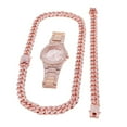 thumbnail image 2 of Men Hip Hop Luxury Micro Pave Cubic Zirconia Miami Cuban Watch set Necklace bracelet Iced Out Cool 18k Layered real gold Plated - Rose Gold #58, 2 of 5