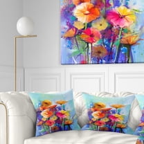 Designart Abstract Floral Watercolor Painting - Floral Throw Pillow - 18x18