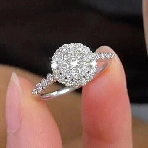 2.20Ct Round Cut Lab Created Diamond Cluster Engagement Ring 14K White Gold over