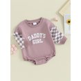 thumbnail image 3 of Suealasg Newborn Baby Girls Romper Long Sleeve Letter Checkerboard Print Bodysuits 3 6 12 18 Months Infant Autumn One Piece Clothes, 3 of 9