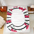 thumbnail image 5 of Homewish Kawaii Cartoon Cherry Full Size Sheets for Teen, Cute Fruit Bed Sheets, Black Stripes Abstract Ombre Sheet Sets, Ultra Soft Bedroom Decor, 4-Piece, 5 of 7
