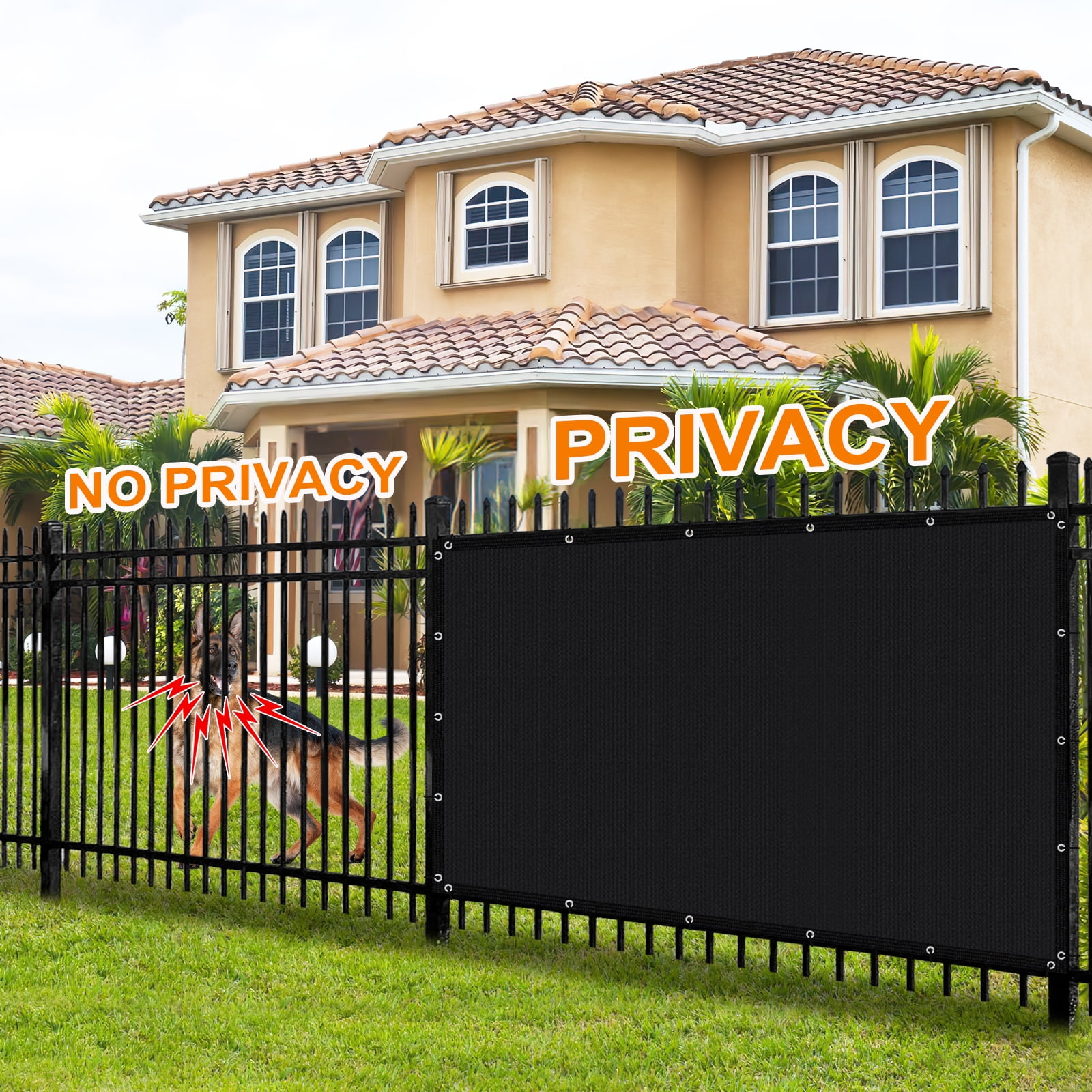 Jane Stone 12'X12' Rectangular 200 GSM UV Protected 100% HDPE Shade Cloth with Grommets,90% UV Block Outdoor Canopy Screen,Black