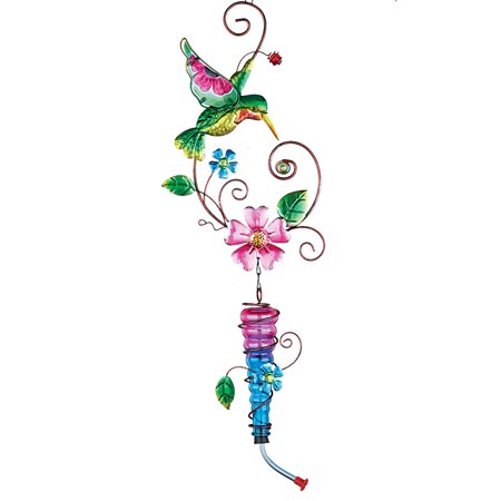 Decorative Colorful Hummingbird Feeder Includes Chain And Hook
