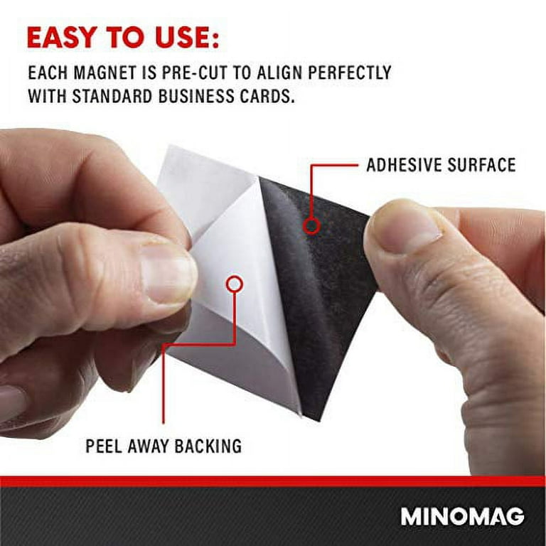 Minomag Business Card Magnets | Peel and Stick Adhesive Magnetic Backings (Box of 200 35 inch x 2 inch Magnets)