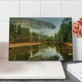 thumbnail image 2 of Yosemite Cutting Board, Trees Reflections on Merced River Yosemite Valley National Park California in the Fall, Decorative Tempered Glass Cutting and Serving Board, Small Size, Green, by Ambesonne, 2 of 5