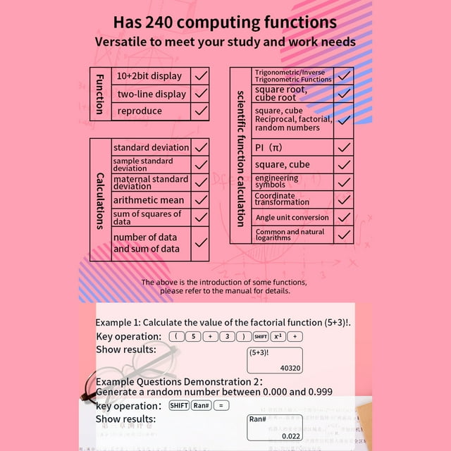 Calculators,Functions 2 Line Financial Math Supplies Lcd Display Financial Scientific With 240 With 240 Functions Line Lcd Display Math Supplies Middle 2 Line Lcd Display Financial Math Rookin Eryue
