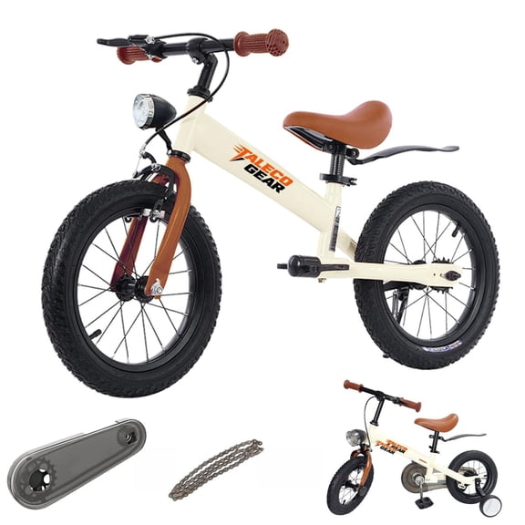 14 Inch Balance Bike for Kids 2-6, Lightweight Kids Bike with Training Wheels, Balancing to Pedals Bicycle