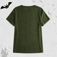thumbnail image 7 of TANGQIOP Women'S T-Shirts Tops Halloween Funny Pumpkin Letter Short Cap Top Sleeve Crew Neck Tee Irregular Hem Loose Fit Army Green XL, 7 of 7